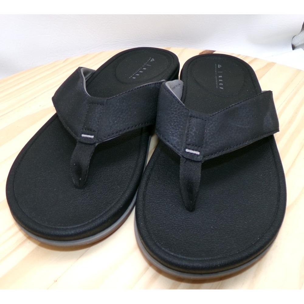 Reef Cushion Bonzer Flip Flops Men Black Size 12 Thong Sandals
